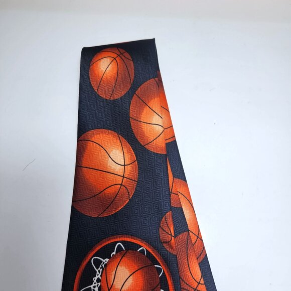 Basketball Necktie Men's Hand Made Basketballs 4" Wide 57" Long Fratello Tie - Picture 3 of 5